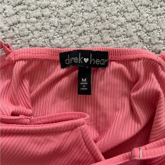 Derek Heart Ribbed Crop Tank Top Size M Pink Padded - Picture 4 of 6
